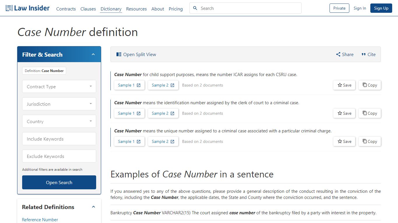 Case Number Definition | Law Insider